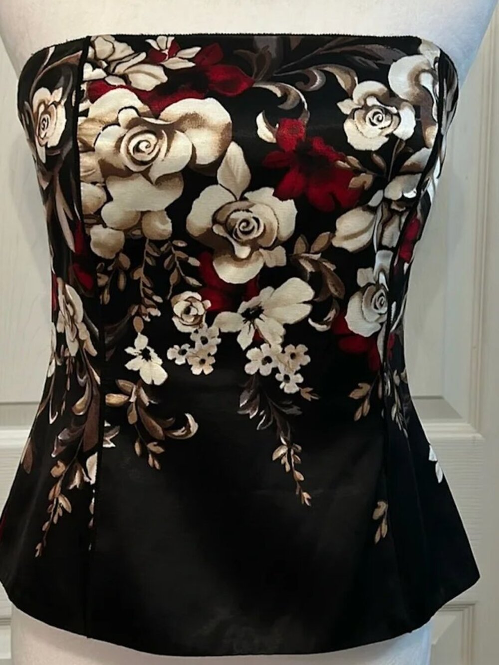 White House Black Market Floral Corset Strapless Top Size 2